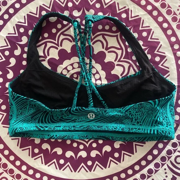 Lululemon Athletica Teal Floral Sports Bra - Picture 3 of 4